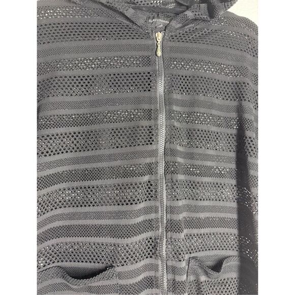 Club Z Collection Lace Hooded Beach Dress Zippered Swim Cover Up Sz L Pockets - Picture 2 of 9